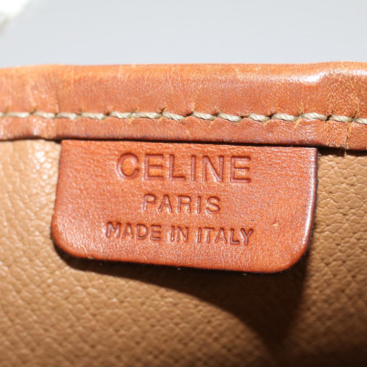 Celine Macadam Canvas Shoulder Bag PVC Leather Beige Brown  7489