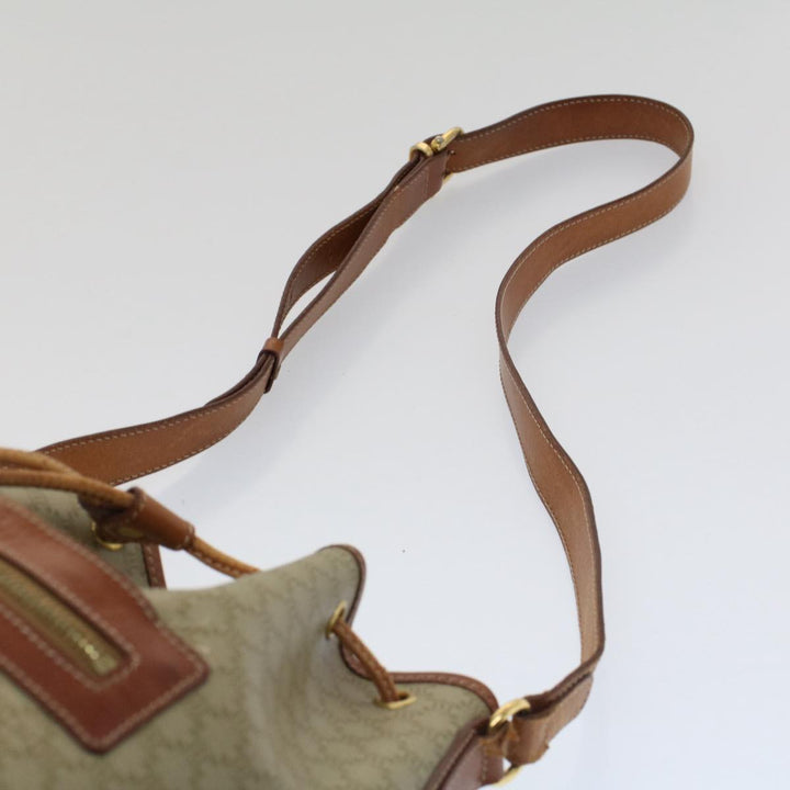 Celine Macadam Canvas Shoulder Bag PVC Leather Beige Brown  7489