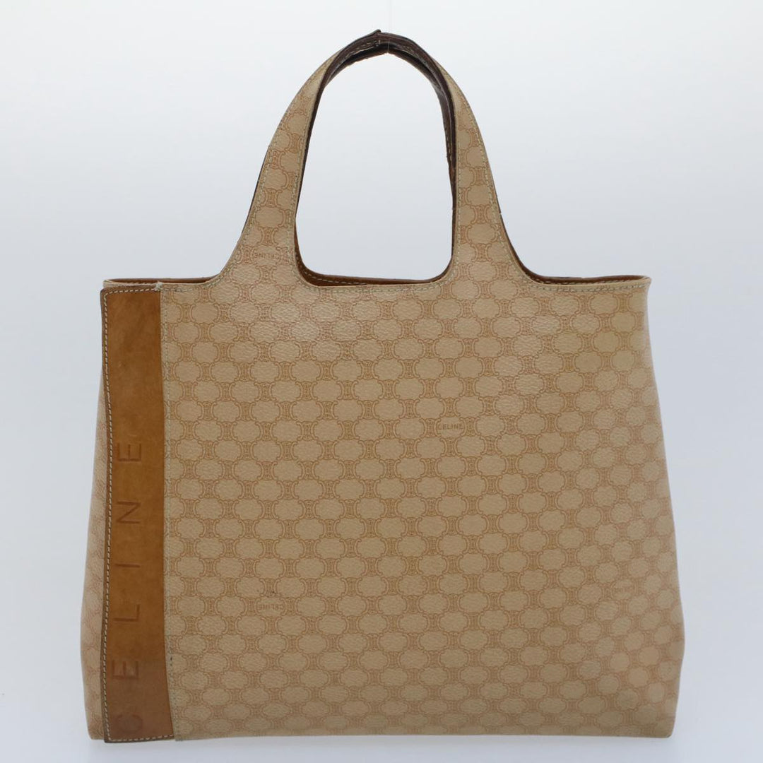 Celine Macadam Canvas Hand Bag PVC Leather 2Set Beige Brown  7502