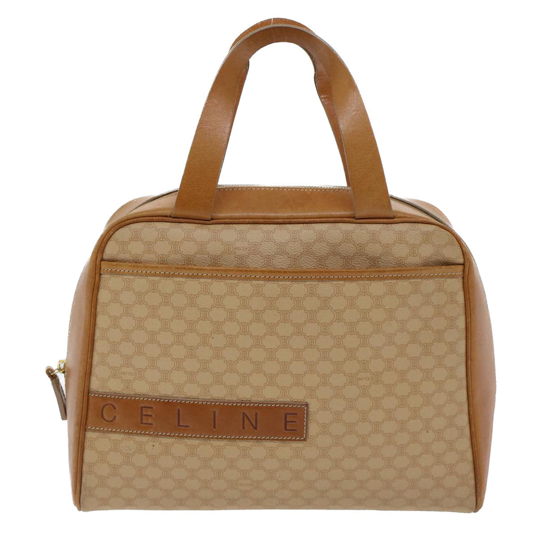Celine Macadam Canvas Hand Bag PVC Leather 2Set Beige Brown  7502