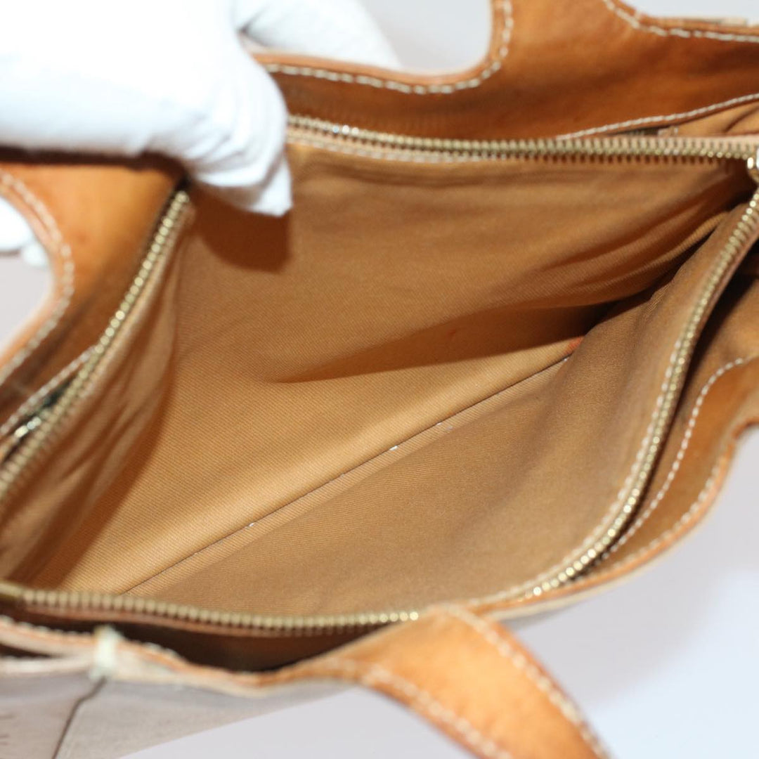 Celine Macadam Canvas Hand Bag PVC Leather 2Set Beige Brown  7502