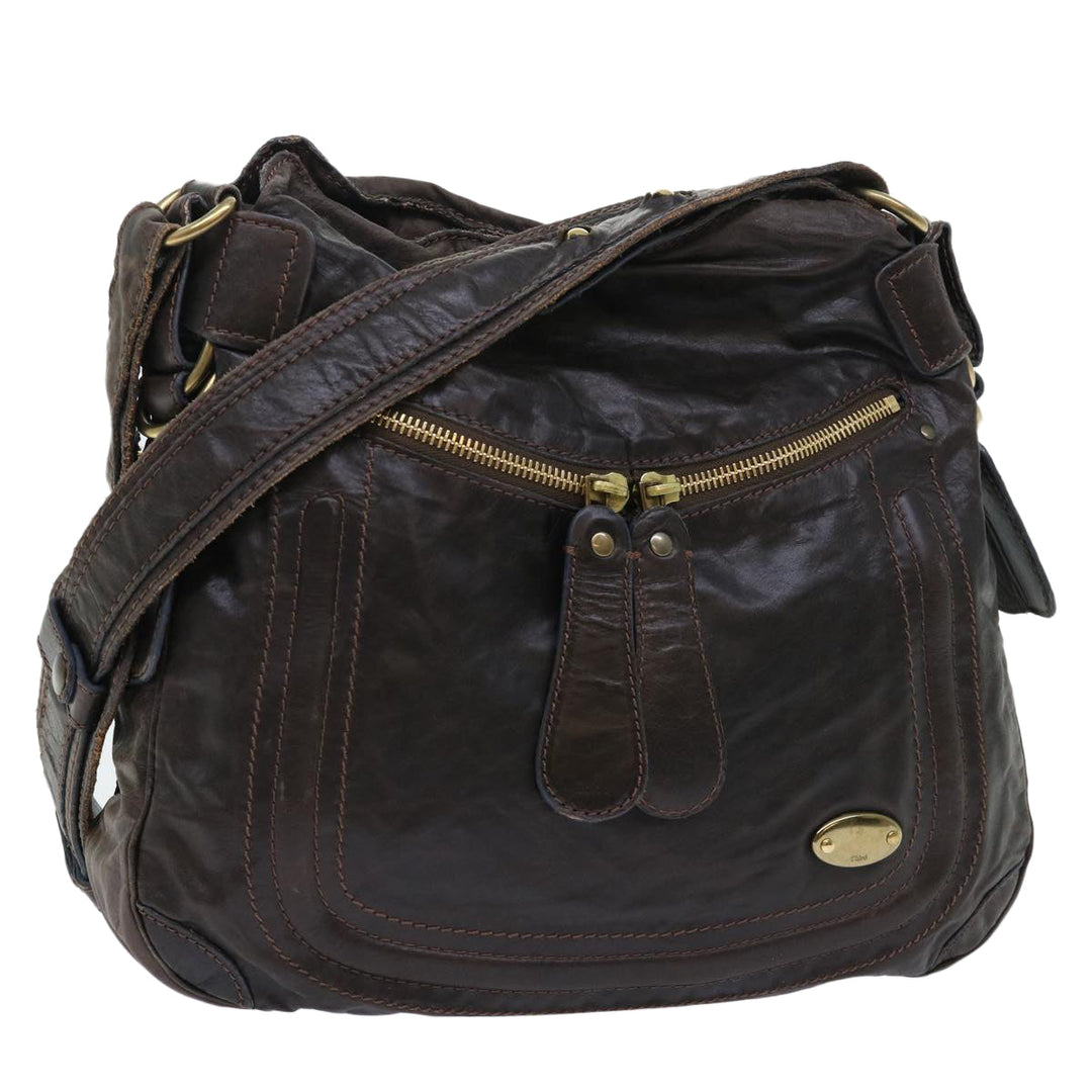 Chloe Shoulder Bag Leather Brown bs7514