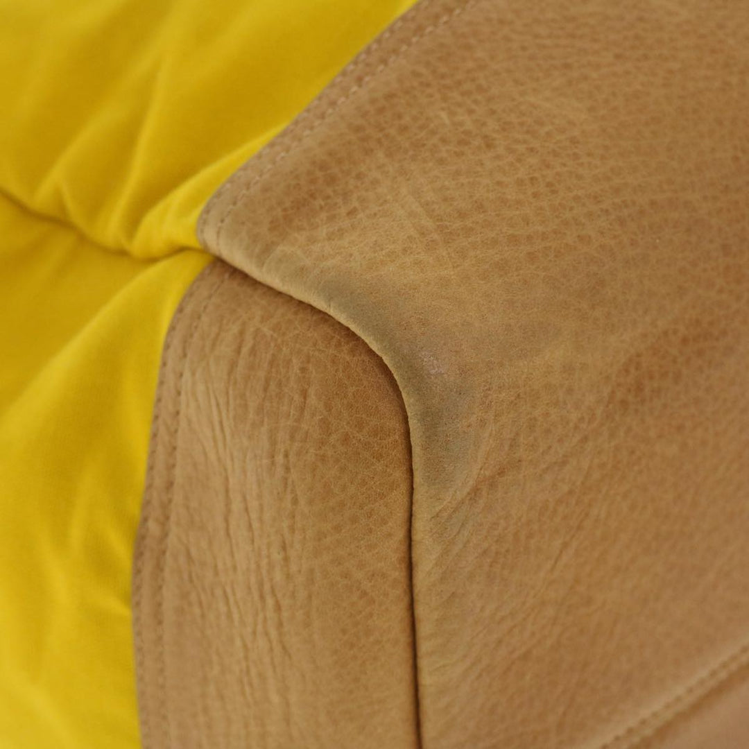 Burberry Shoulder Bag Canvas Leather Yellow Auth bs7538