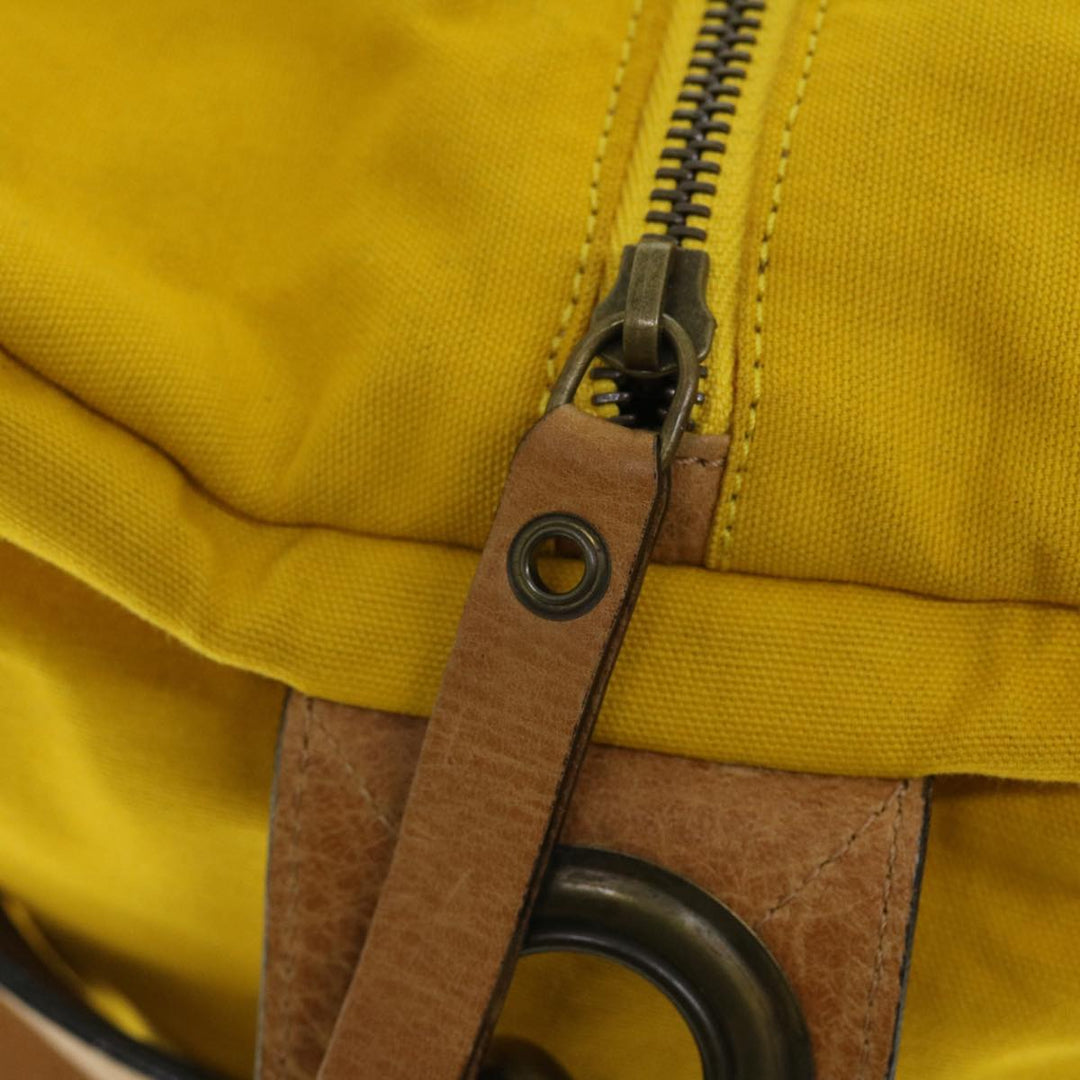 Burberry Shoulder Bag Canvas Leather Yellow Auth bs7538