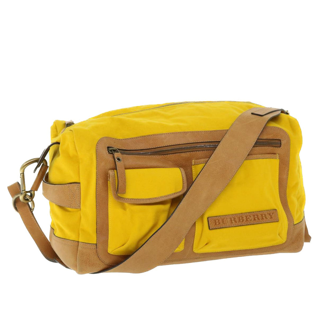 Burberry Shoulder Bag Canvas Leather Yellow Auth bs7538