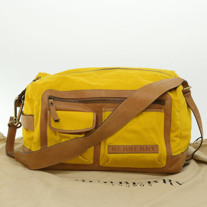 Burberry Shoulder Bag Canvas Leather Yellow Auth bs7538