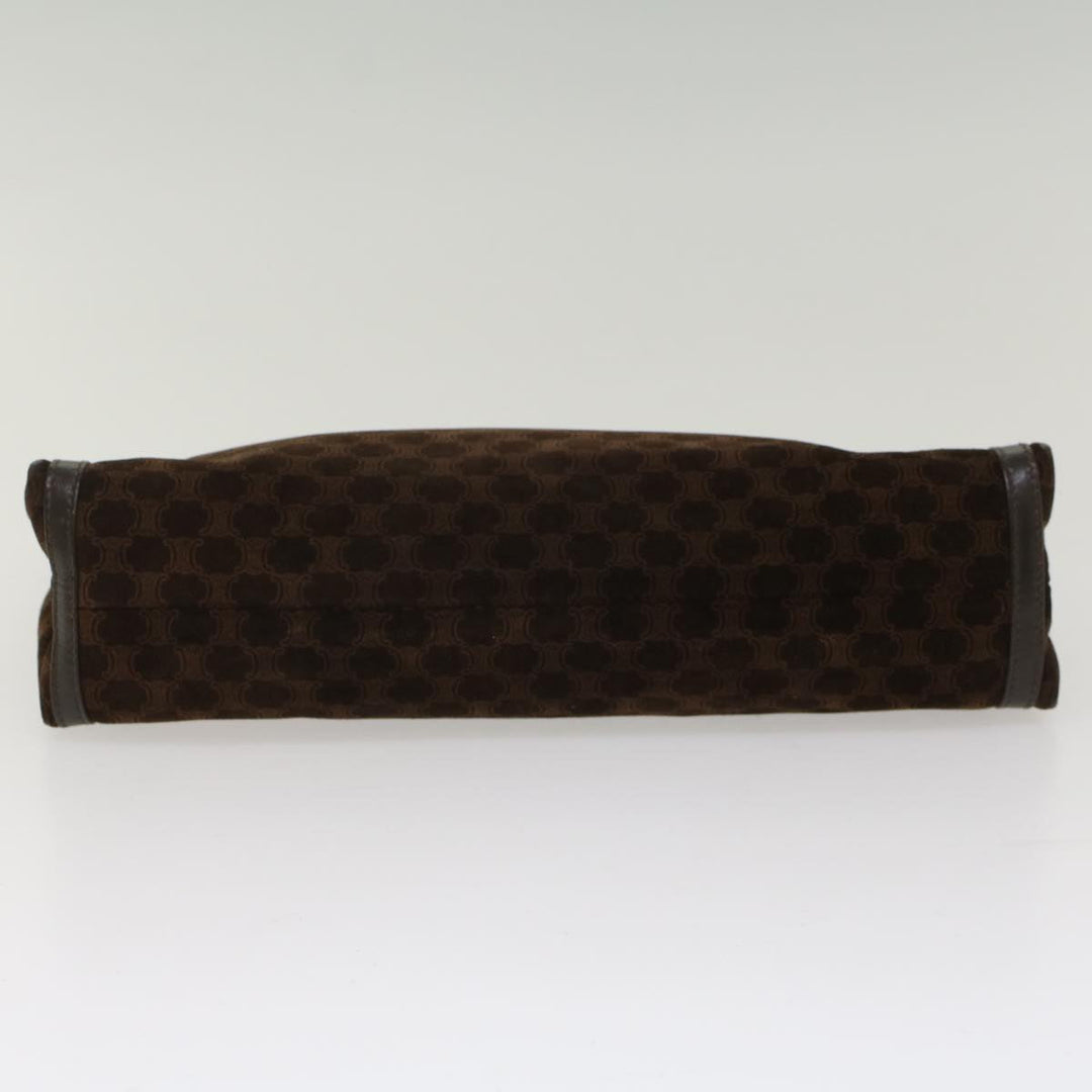 Celine Macadam Canvas Clutch Bag Leather Brown Auth bs7545