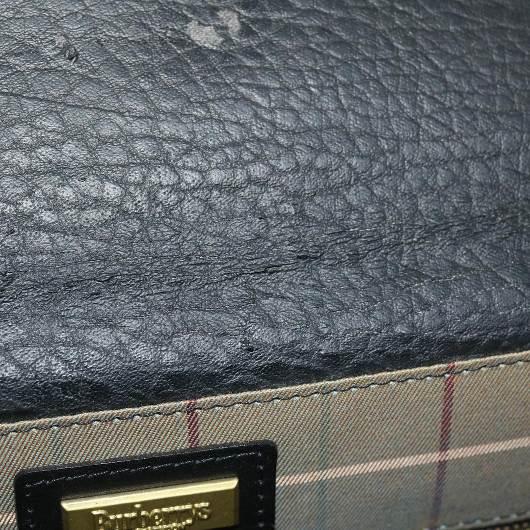 BURBERRYSs Briefcase Leather Black Auth bs7548