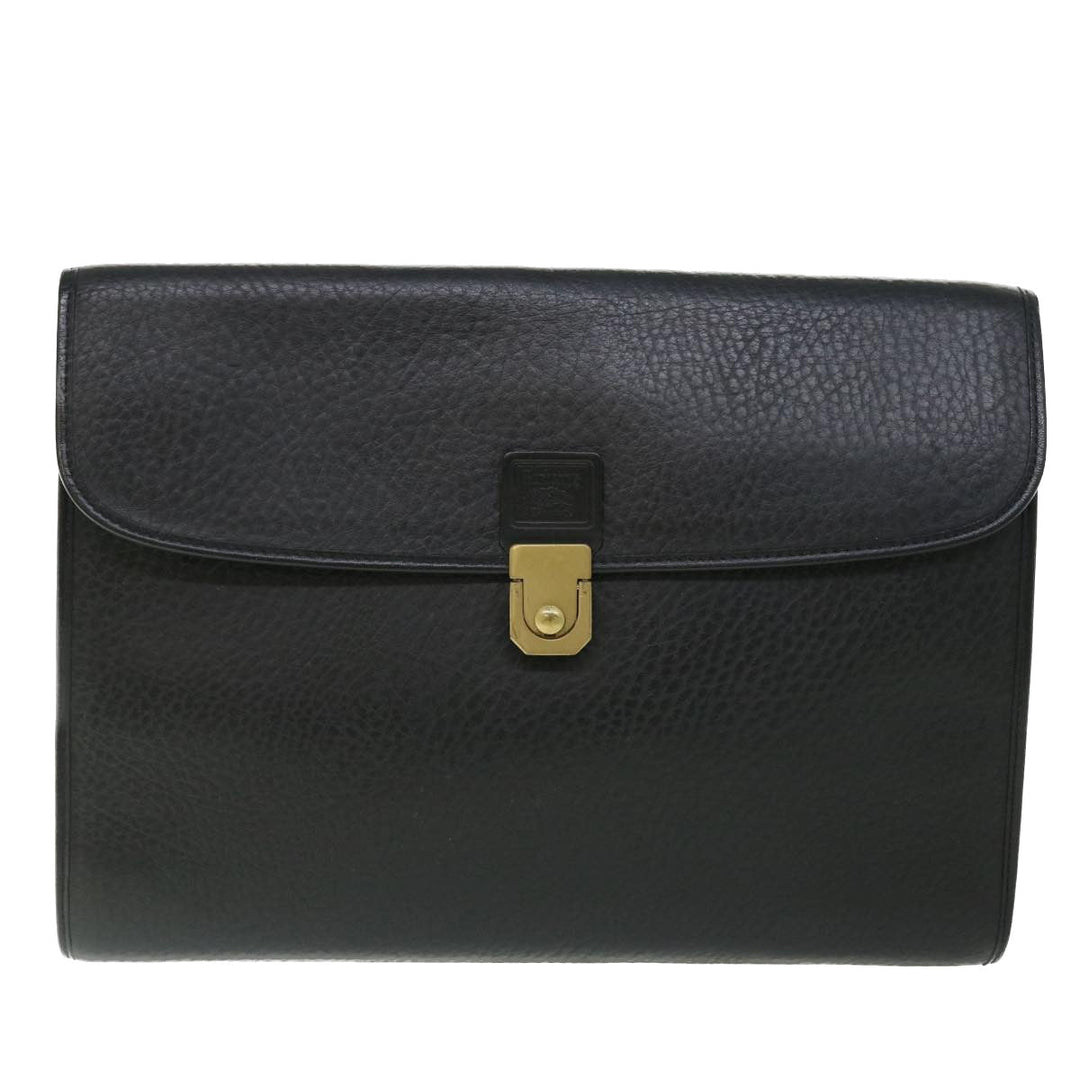 BURBERRYSs Briefcase Leather Black Auth bs7548