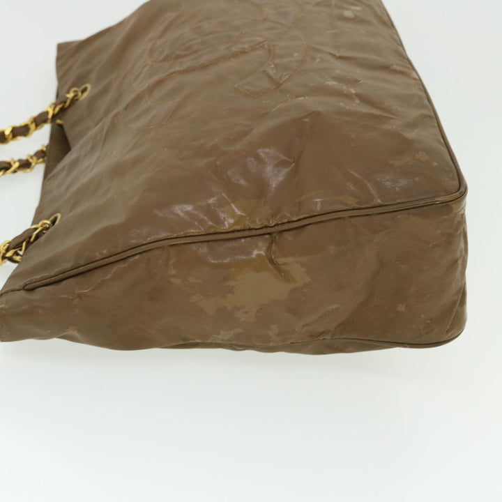 Top Quality Chanel Chain Shoulder Bag Patent leather Brown CC Auth bs7578