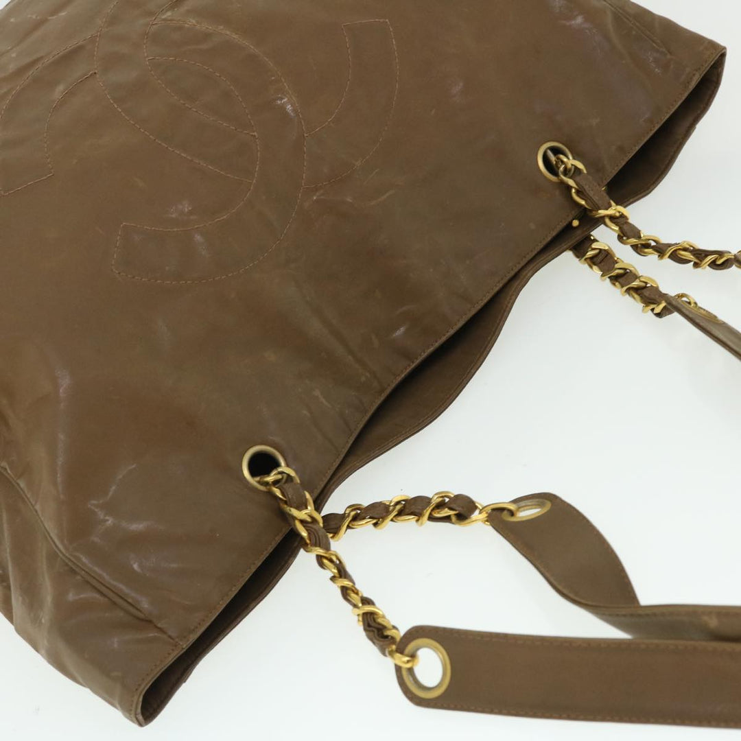 Top Quality Chanel Chain Shoulder Bag Patent leather Brown CC Auth bs7578
