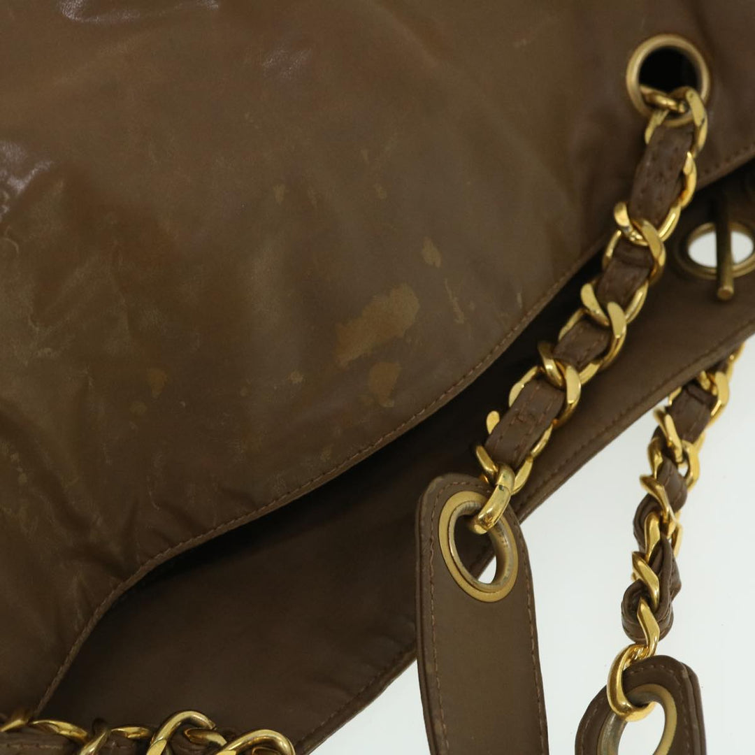Top Quality Chanel Chain Shoulder Bag Patent leather Brown CC Auth bs7578