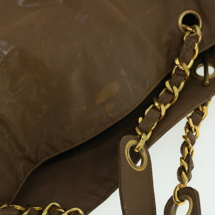 Top Quality Chanel Chain Shoulder Bag Patent leather Brown CC Auth bs7578
