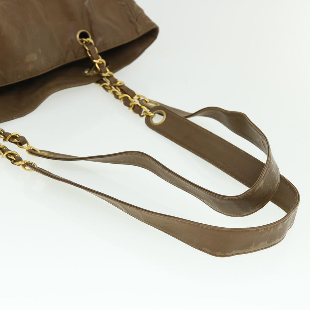 Top Quality Chanel Chain Shoulder Bag Patent leather Brown CC Auth bs7578