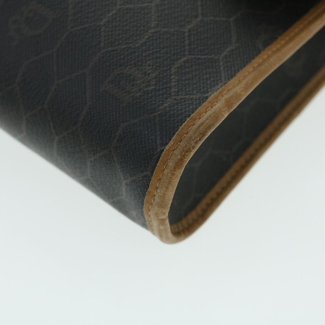CHRISTIAN Dior Honeycomb Canvas Shoulder Bag PVC Leather Brown Black Auth bs7613