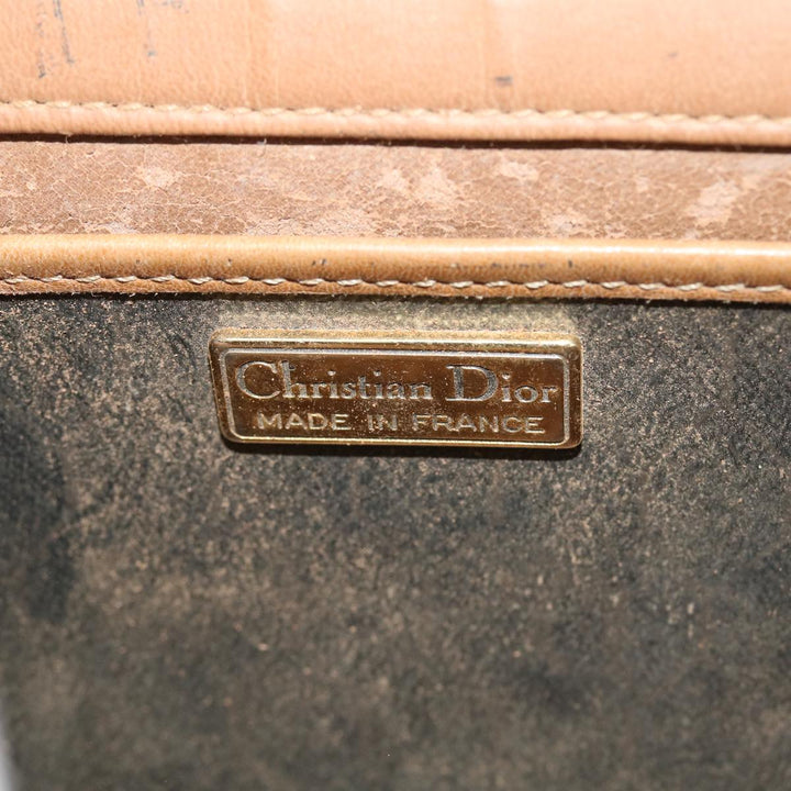 CHRISTIAN Dior Honeycomb Canvas Shoulder Bag PVC Leather Brown Black Auth bs7613