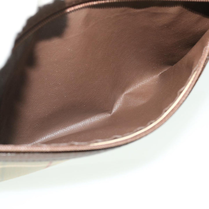BurberrySs Nova Check Clutch Bag Canvas Leather Brown Auth bs7645