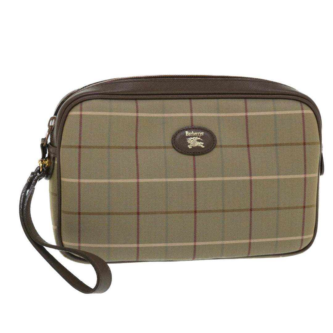 BurberrySs Nova Check Clutch Bag Canvas Leather Brown Auth bs7645