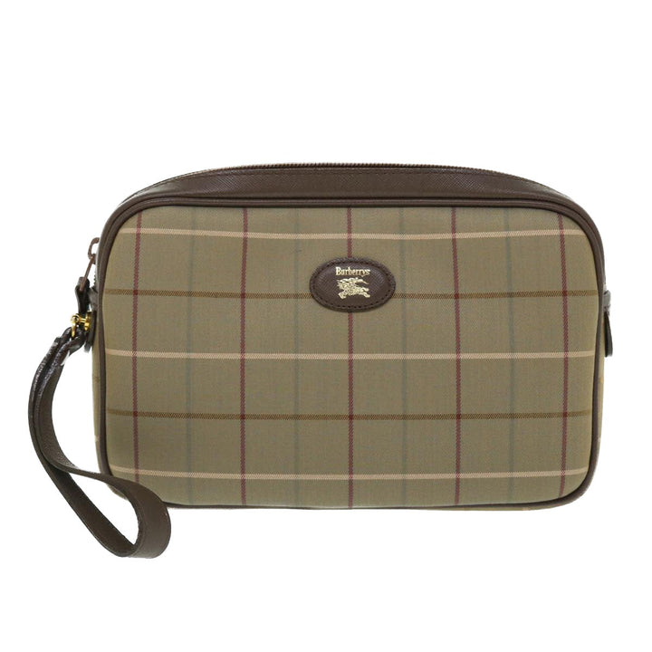 BurberrySs Nova Check Clutch Bag Canvas Leather Brown Auth bs7645