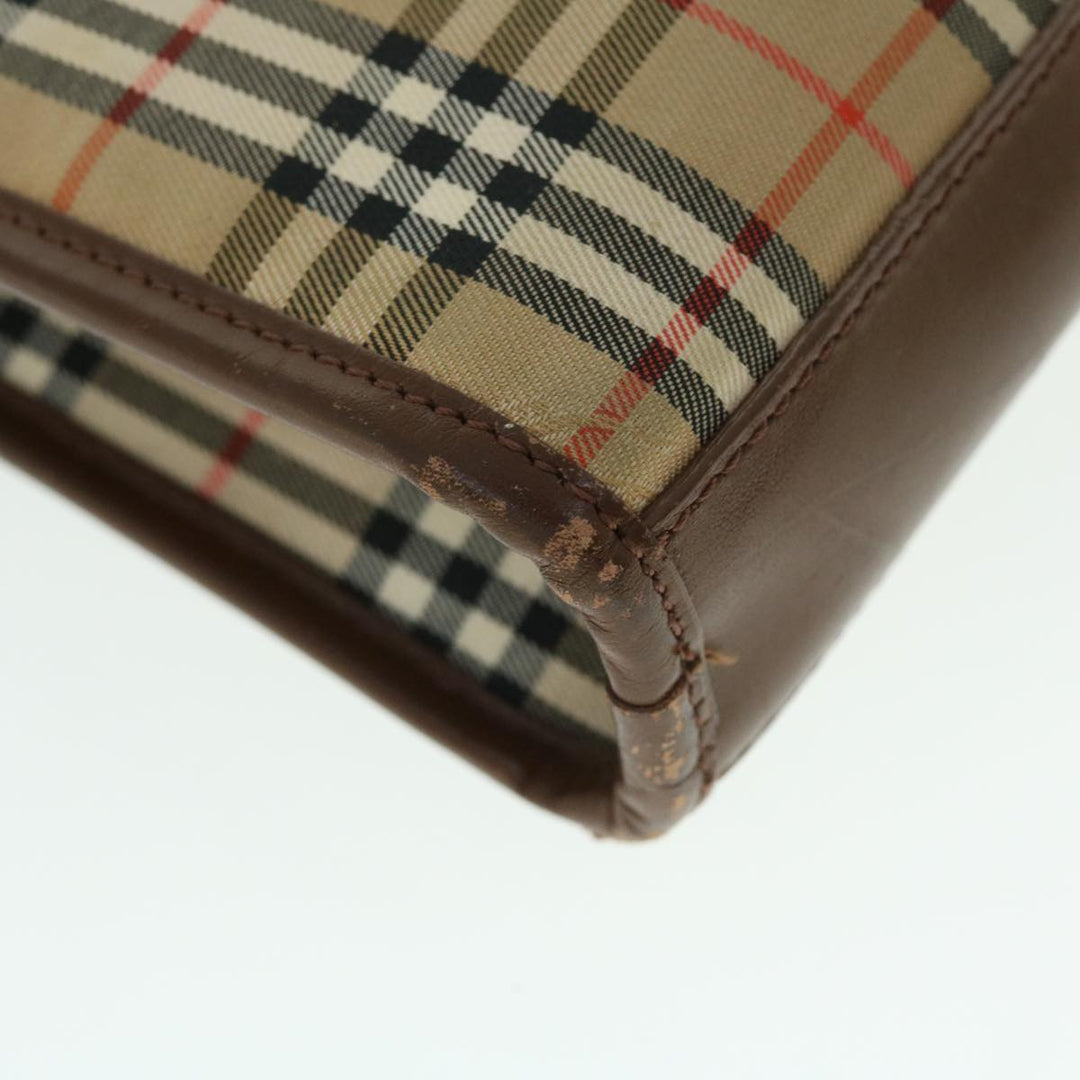 BURBERRYSs Nova Check Clutch Bag Canvas Leather Brown Beige Auth bs7696