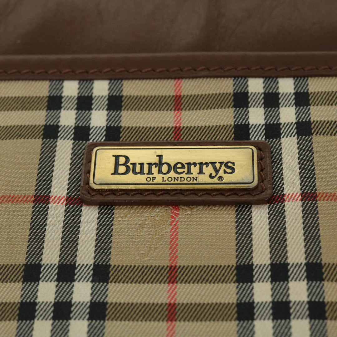 BURBERRYSs Nova Check Clutch Bag Canvas Leather Brown Beige Auth bs7696