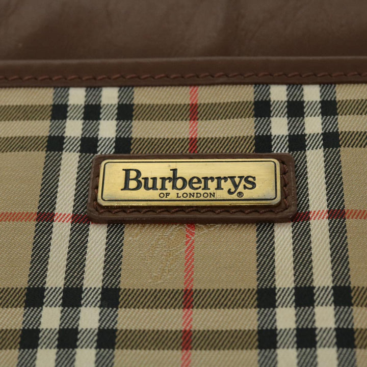 BURBERRYSs Nova Check Clutch Bag Canvas Leather Brown Beige Auth bs7696
