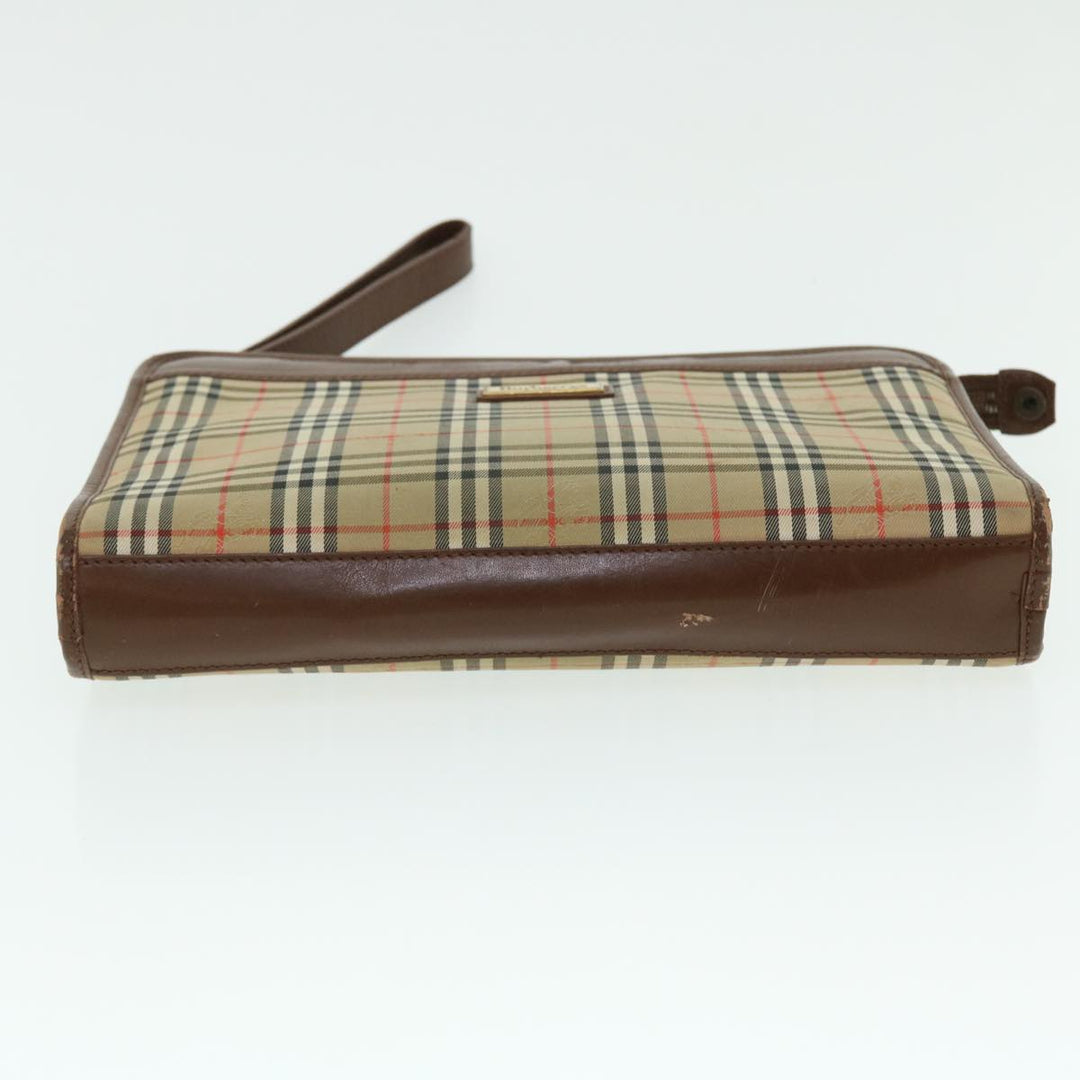 BURBERRYSs Nova Check Clutch Bag Canvas Leather Brown Beige Auth bs7696