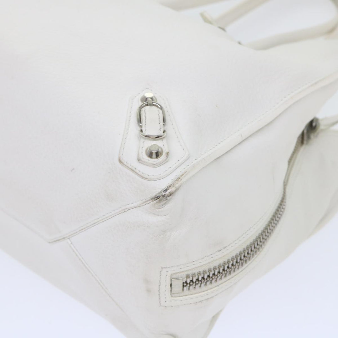 Top Quality Balenciaga Paper Hand Bag Leather White 432596 Auth bs7729