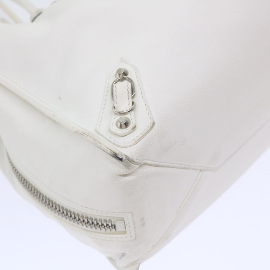 Top Quality Balenciaga Paper Hand Bag Leather White 432596 Auth bs7729
