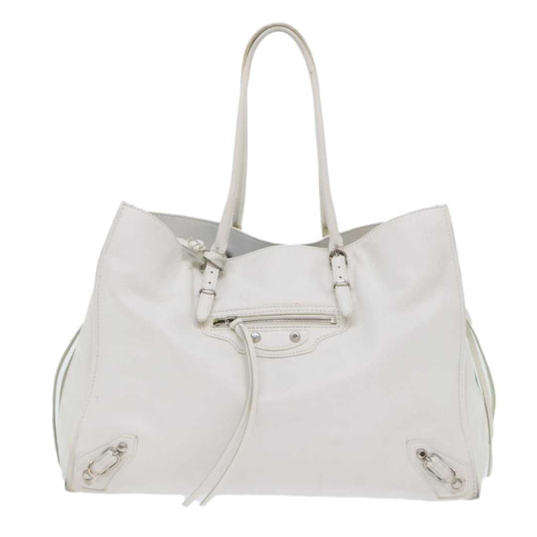 Top Quality Balenciaga Paper Hand Bag Leather White 432596 Auth bs7729