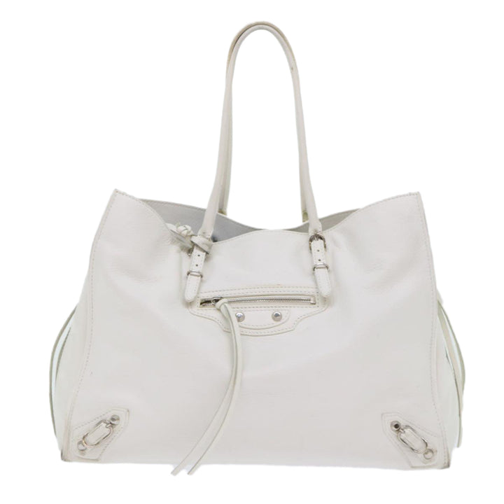 Top Quality Balenciaga Paper Hand Bag Leather White 432596 Auth bs7729