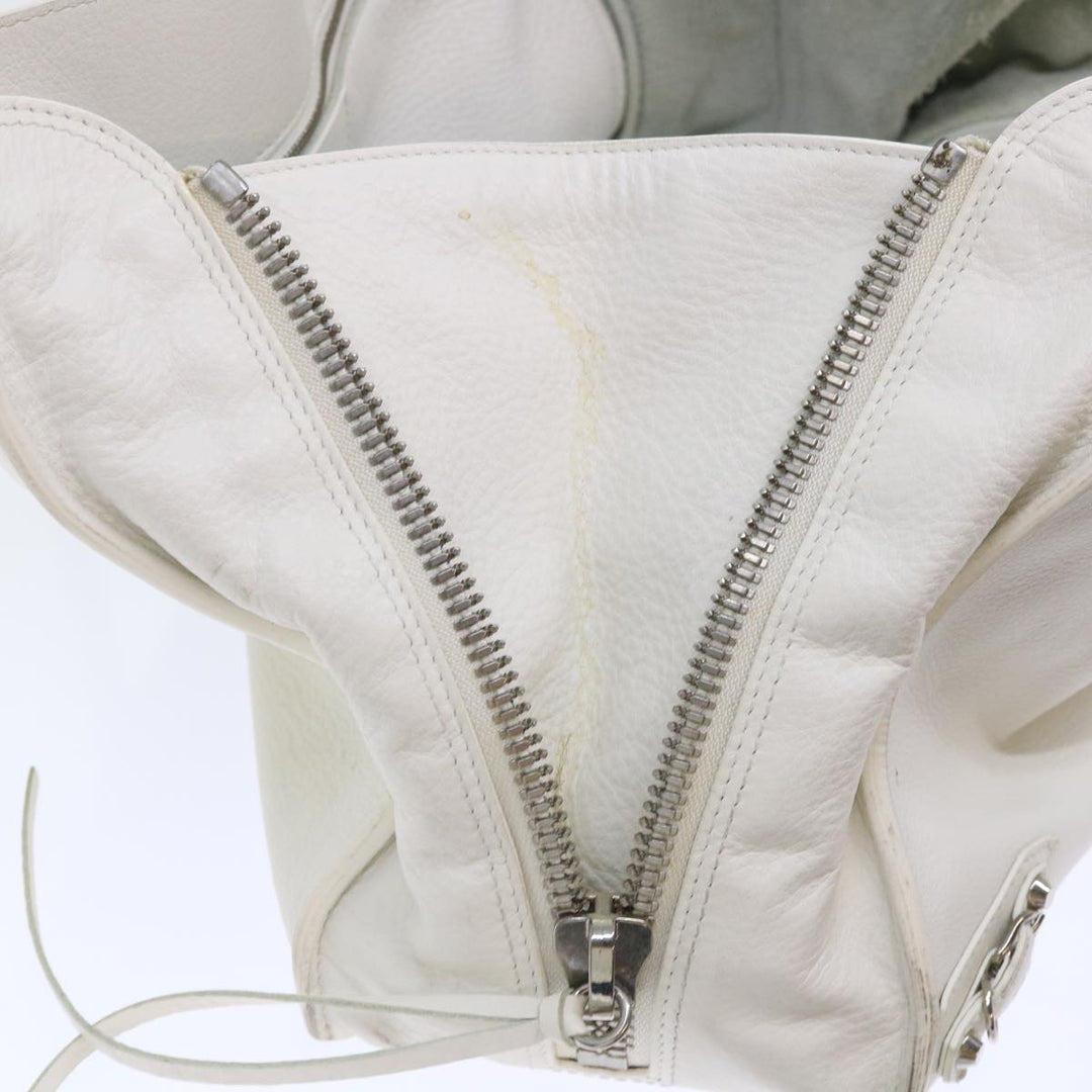 Top Quality Balenciaga Paper Hand Bag Leather White 432596 Auth bs7729