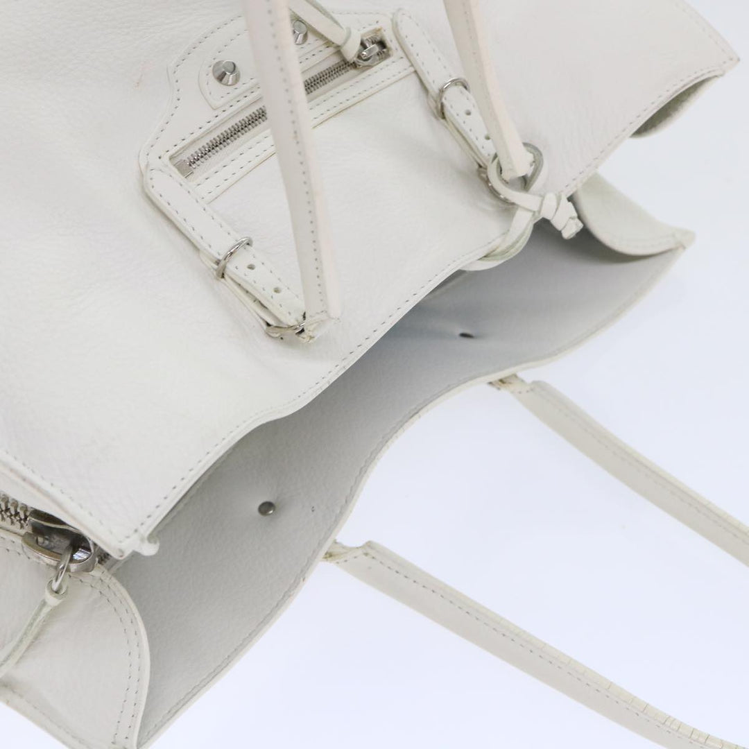 Top Quality Balenciaga Paper Hand Bag Leather White 432596 Auth bs7729