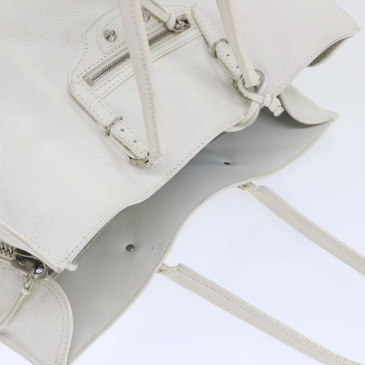 Top Quality Balenciaga Paper Hand Bag Leather White 432596 Auth bs7729