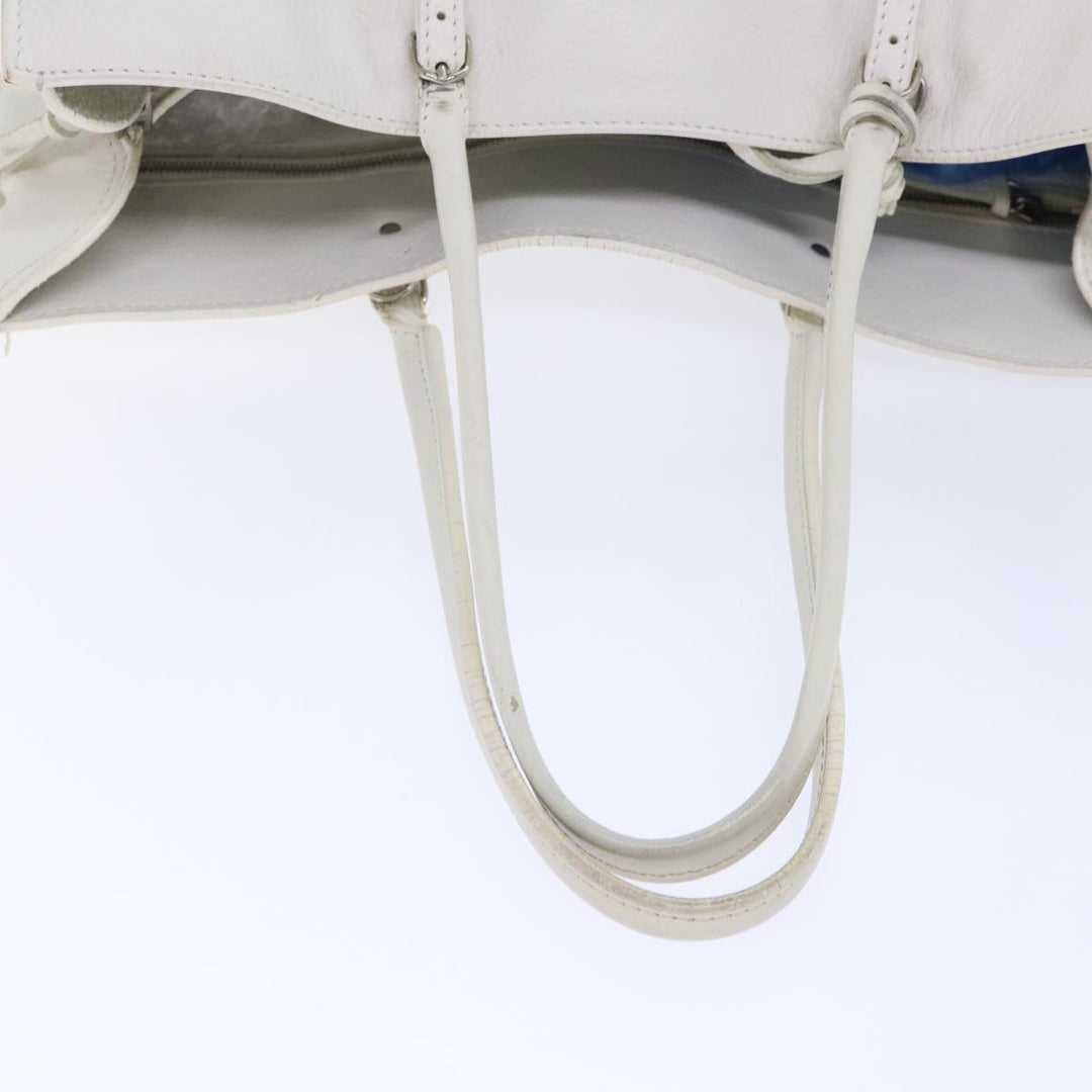 Top Quality Balenciaga Paper Hand Bag Leather White 432596 Auth bs7729