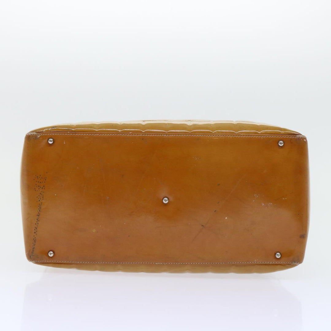 Top Quality Chanel Choco Bar Line Shoulder Bag Patent leather Yellow CC Auth bs7801