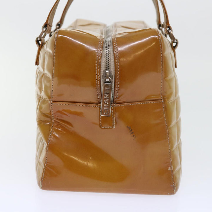 Top Quality Chanel Choco Bar Line Shoulder Bag Patent leather Yellow CC Auth bs7801
