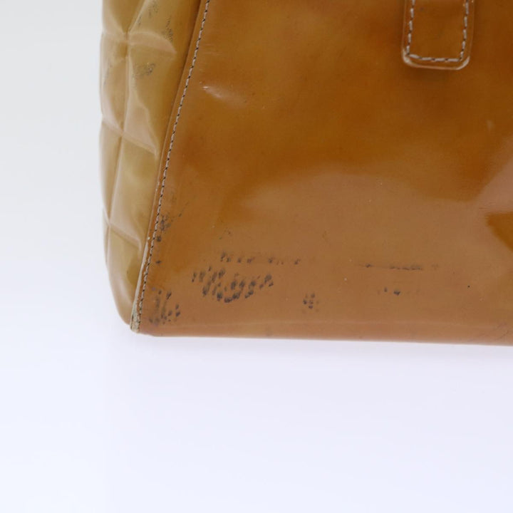 Top Quality Chanel Choco Bar Line Shoulder Bag Patent leather Yellow CC Auth bs7801