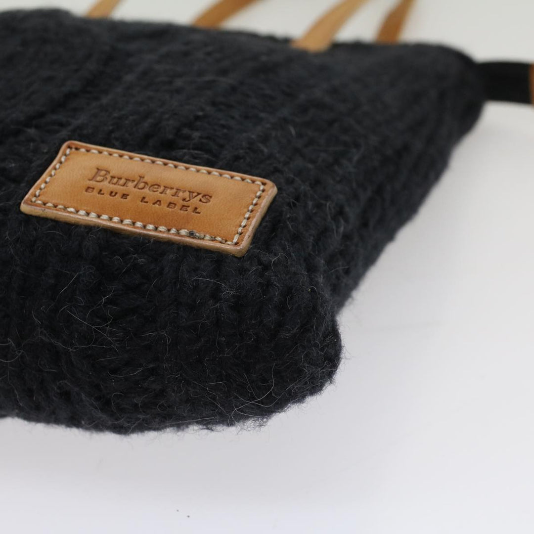 BURBERRYSs Blue Label Tote Bag Wool Black Brown Auth bs7885