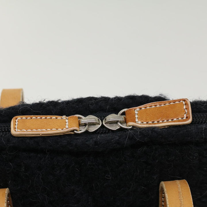 BURBERRYSs Blue Label Tote Bag Wool Black Brown Auth bs7885