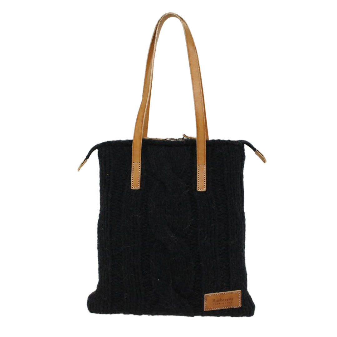 BURBERRYSs Blue Label Tote Bag Wool Black Brown Auth bs7885