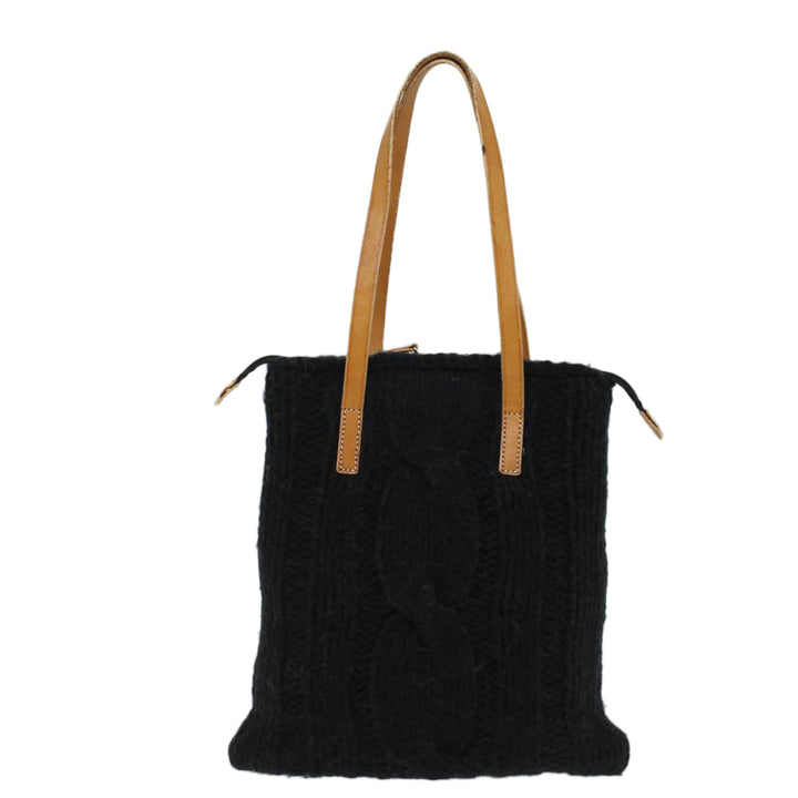 BURBERRYSs Blue Label Tote Bag Wool Black Brown Auth bs7885