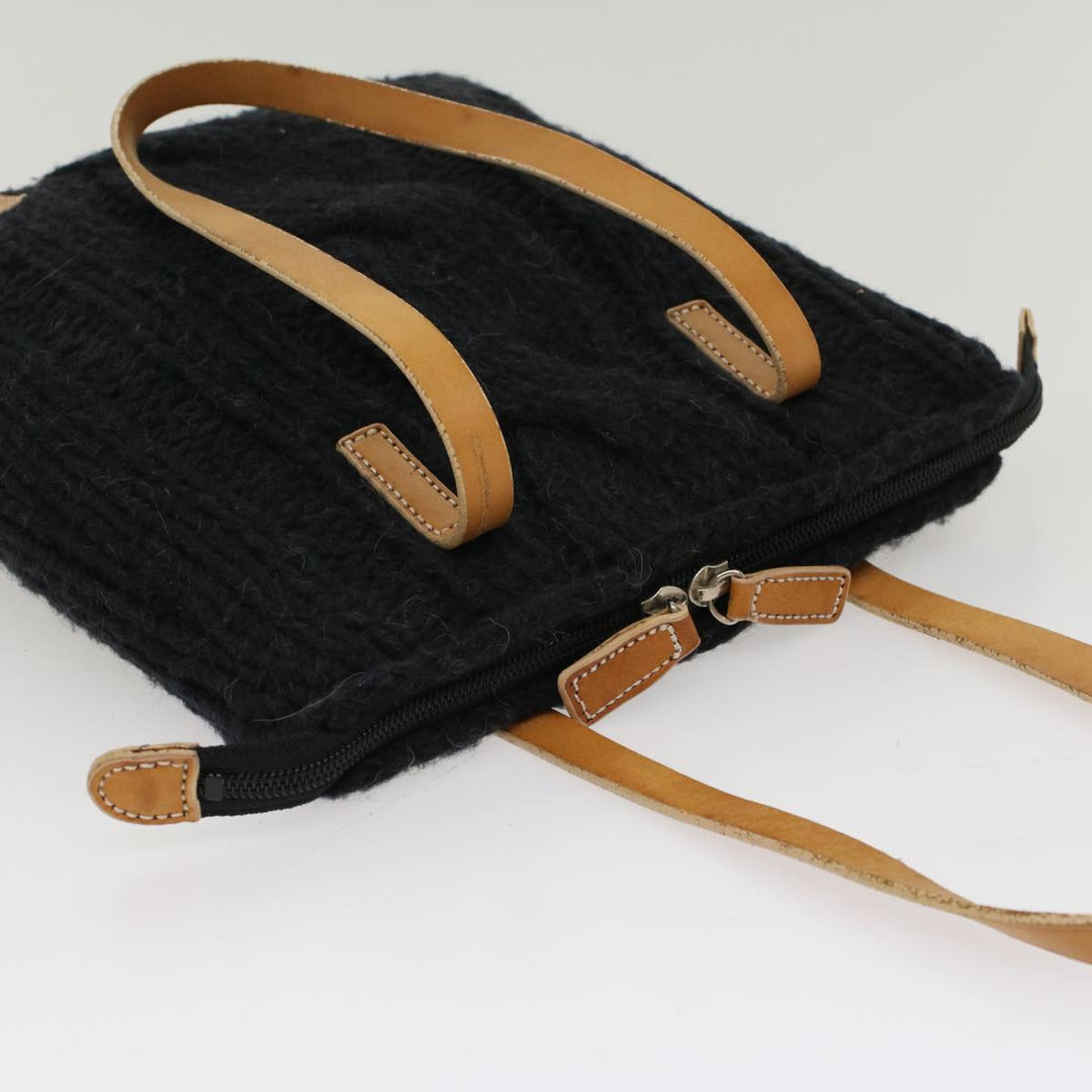 BURBERRYSs Blue Label Tote Bag Wool Black Brown Auth bs7885