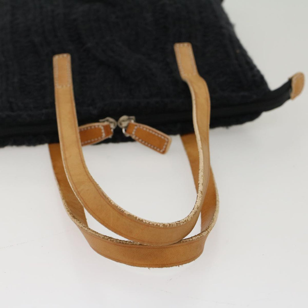 BURBERRYSs Blue Label Tote Bag Wool Black Brown Auth bs7885