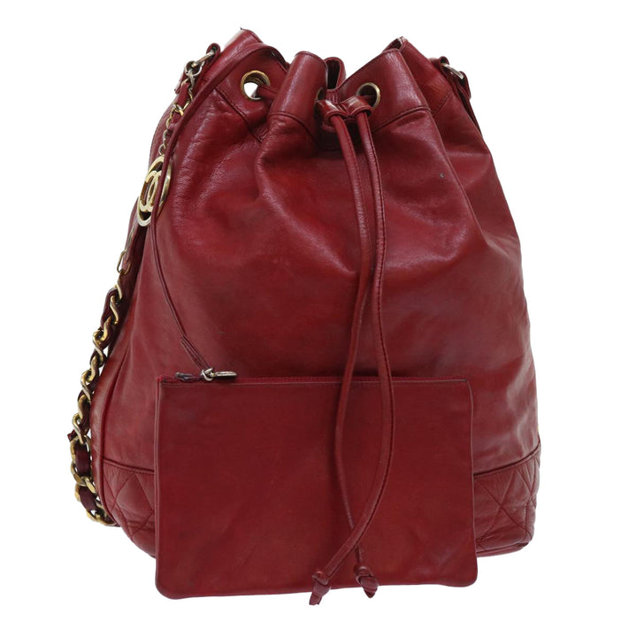 Top Quality Chanel Chain Shoulder Bag Lamb Skin Red CC Auth bs7902
