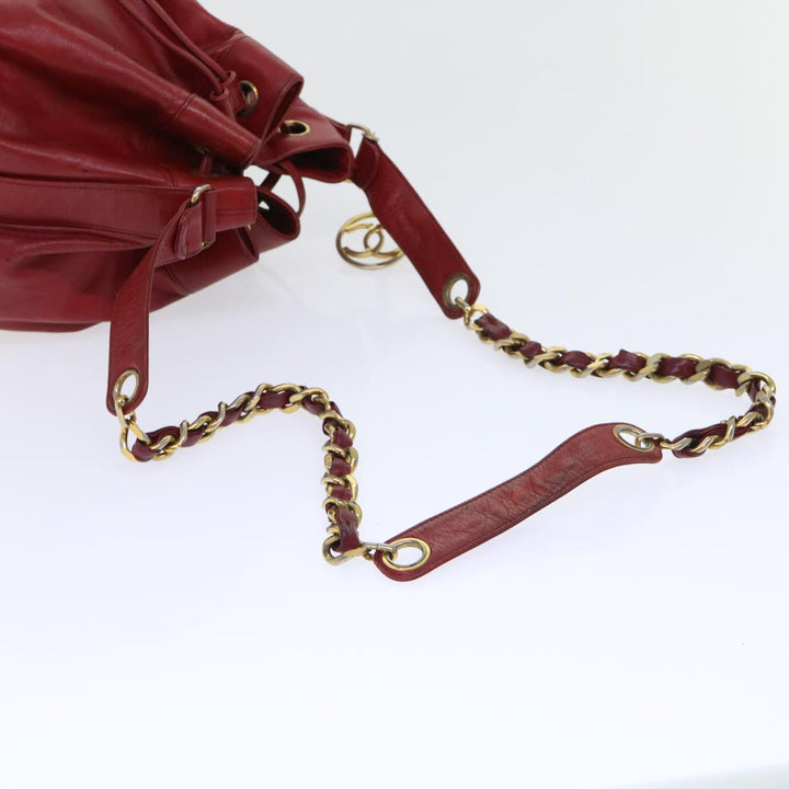 Top Quality Chanel Chain Shoulder Bag Lamb Skin Red CC Auth bs7902
