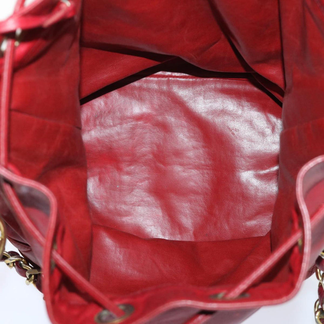 Top Quality Chanel Chain Shoulder Bag Lamb Skin Red CC Auth bs7902