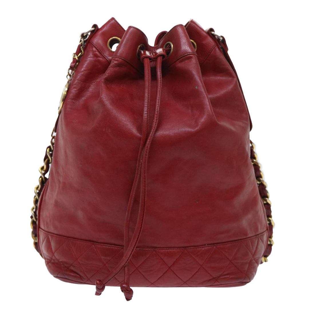 Top Quality Chanel Chain Shoulder Bag Lamb Skin Red CC Auth bs7902
