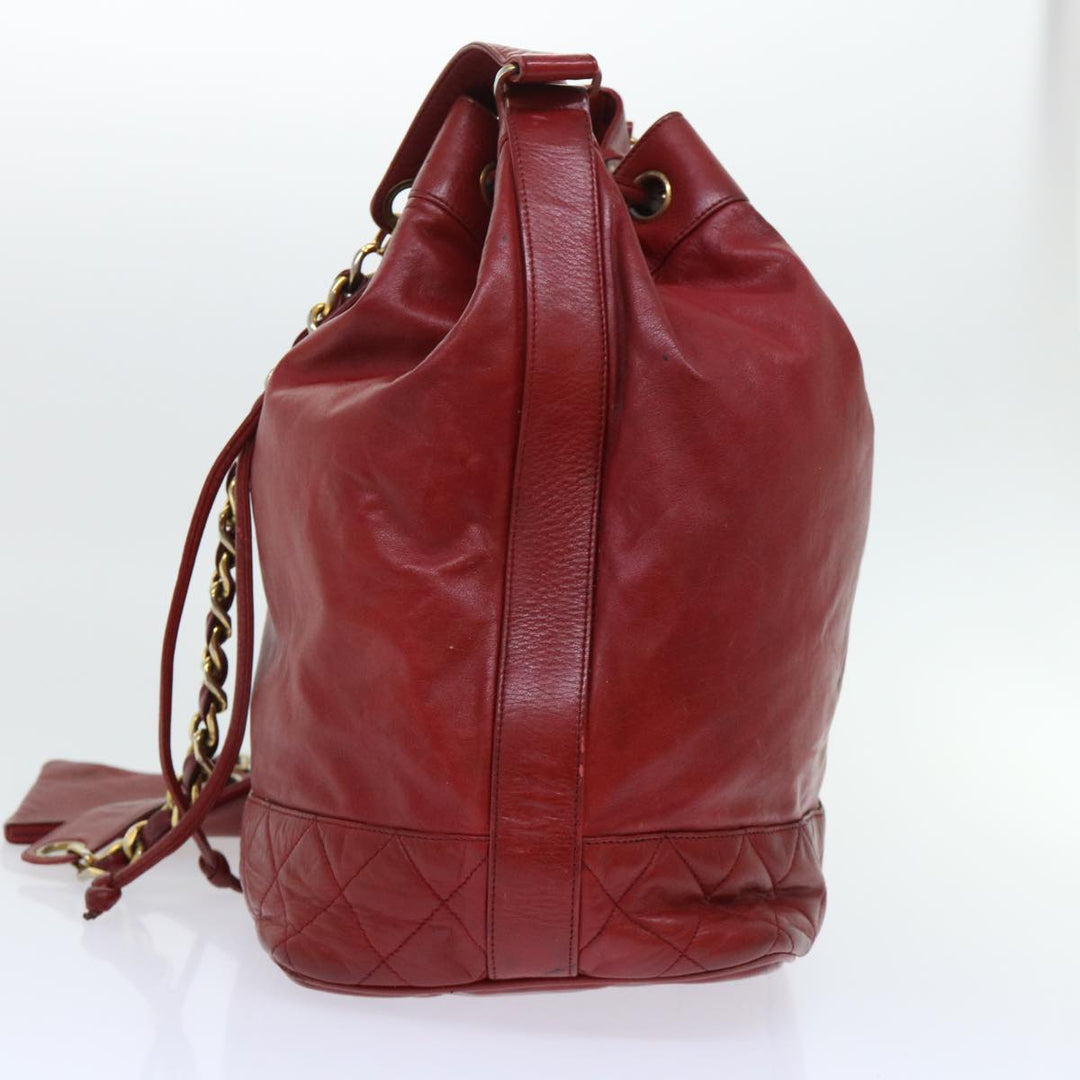 Top Quality Chanel Chain Shoulder Bag Lamb Skin Red CC Auth bs7902