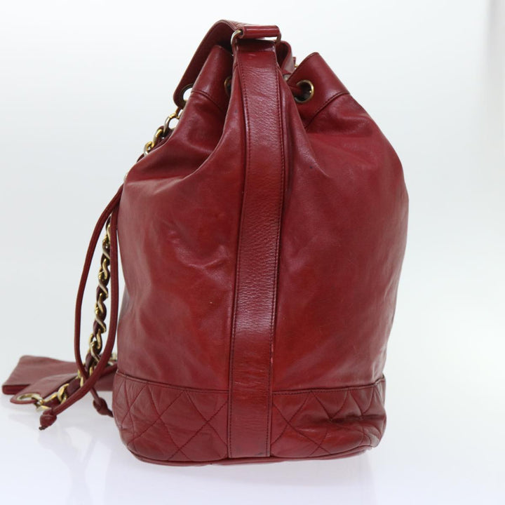Top Quality Chanel Chain Shoulder Bag Lamb Skin Red CC Auth bs7902